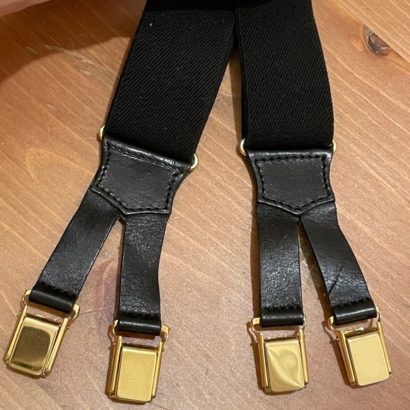 Chanel Runway Logo Black White Clip-on Suspenders - Picture 11 of 16